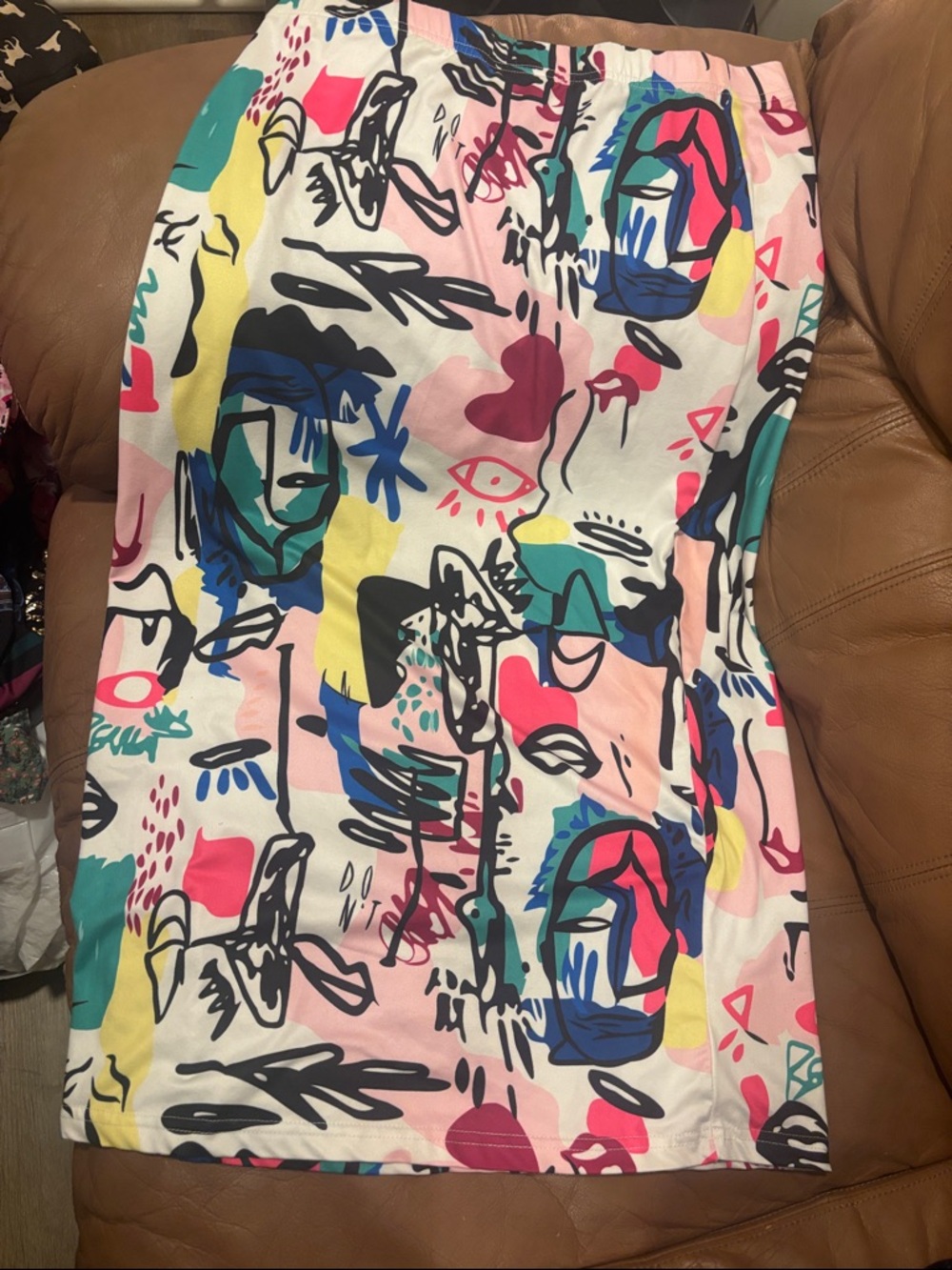 Abstract Multicolor Art Print Pencil Skirt
